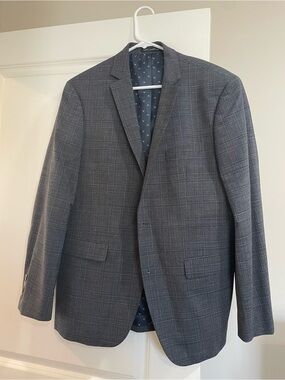 Perry Ellis Gray Windowpane Blazer